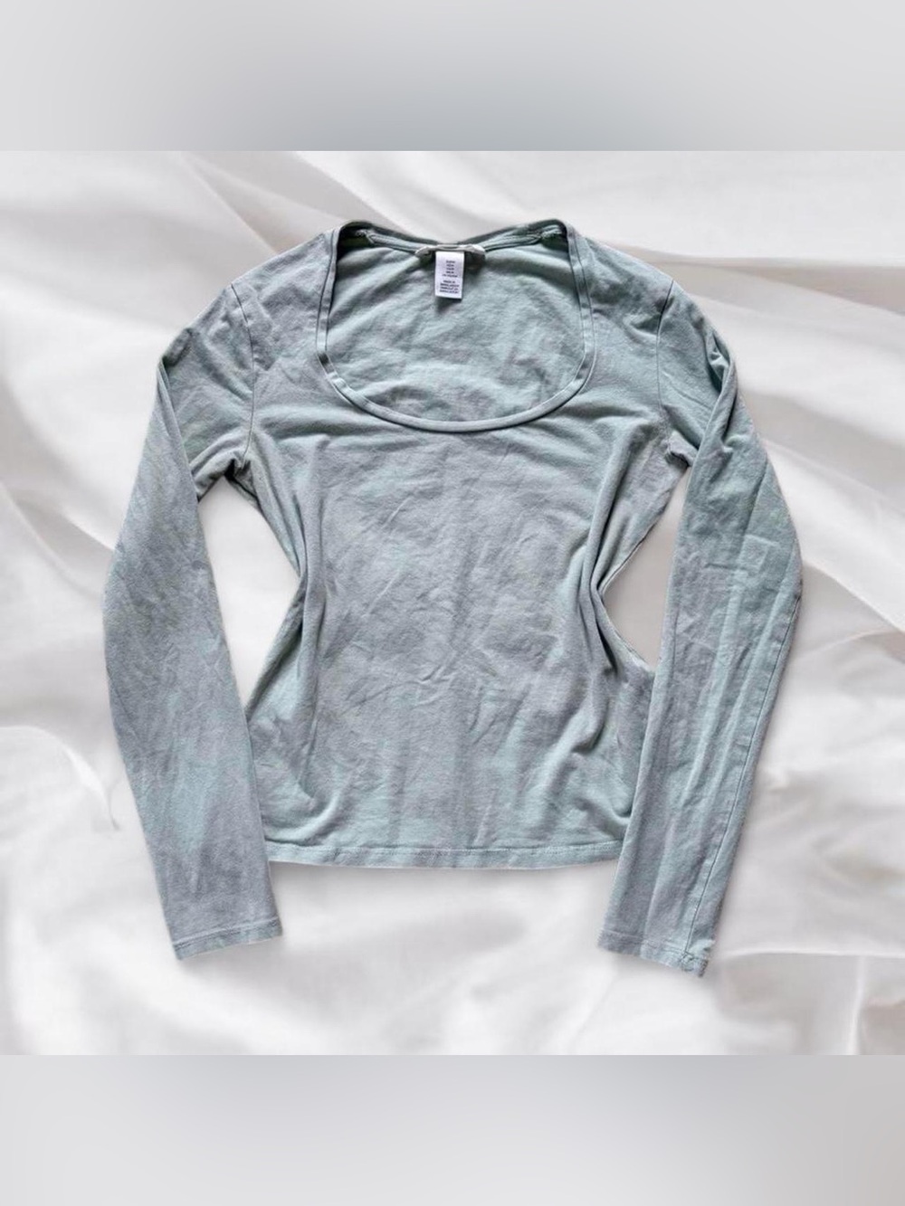 Matcha Green Scoop Neck Long Sleeve Top